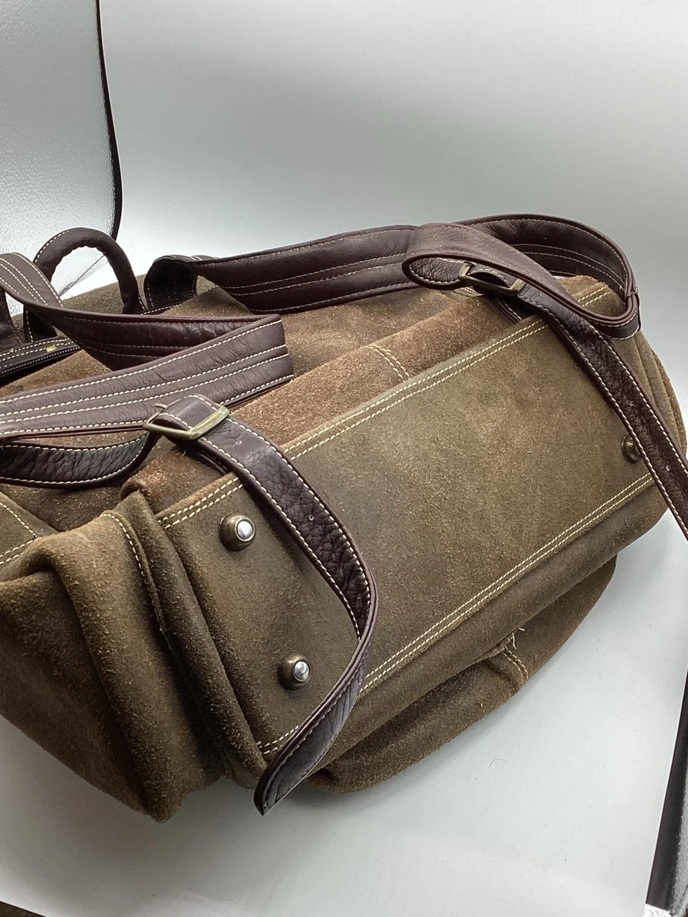 Men's Suede Claire Chase Laptop Backpack in Dark Brown Suede Leather